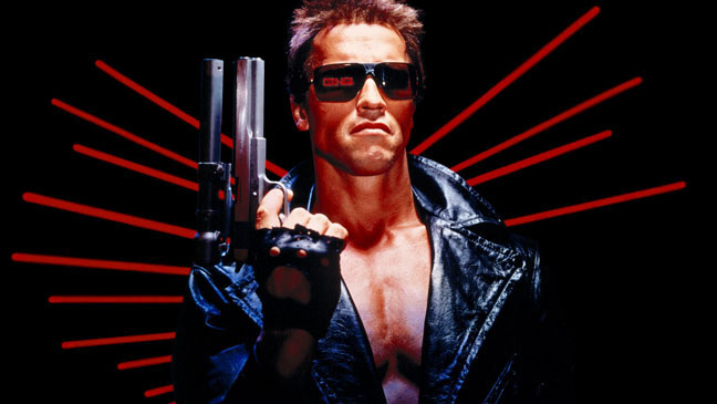 Arnold Schwarzenegger in The Terminator, 1984.